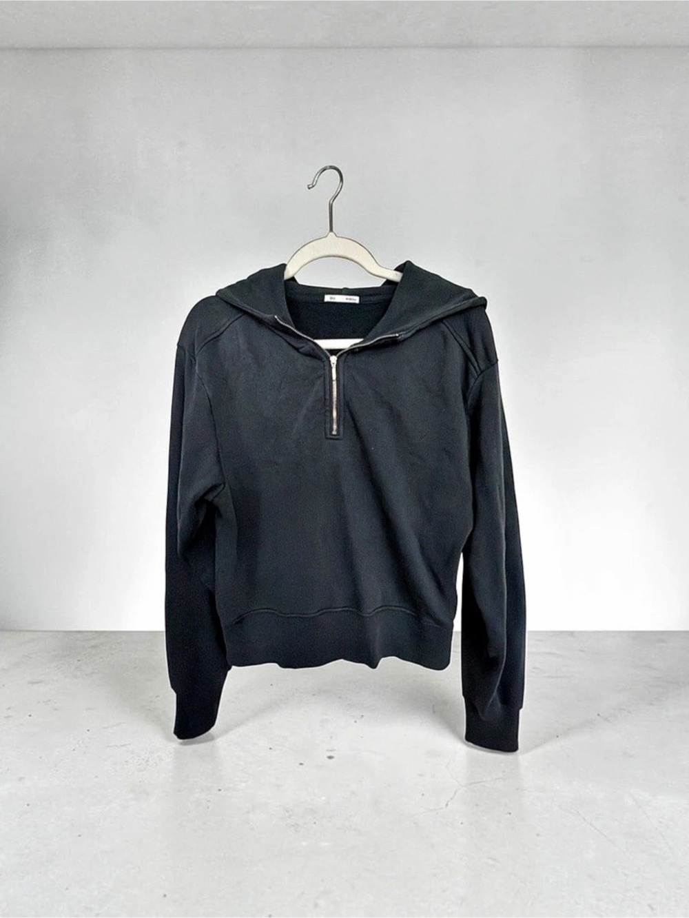 GU Washed Sweat Half-Zip Hoodie Black Medium